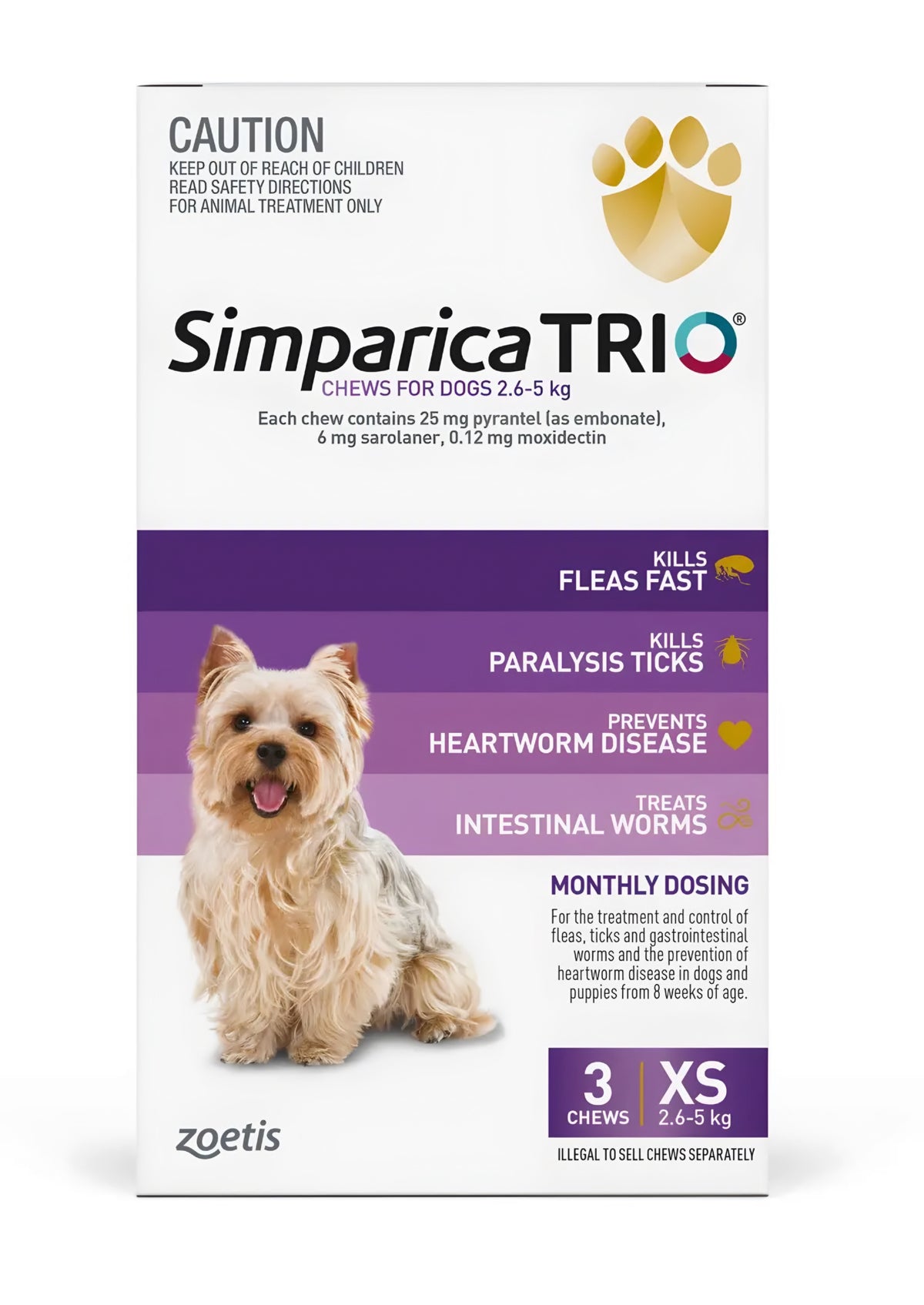 Zoetis Simparica Trio  (2.5-5 kg)