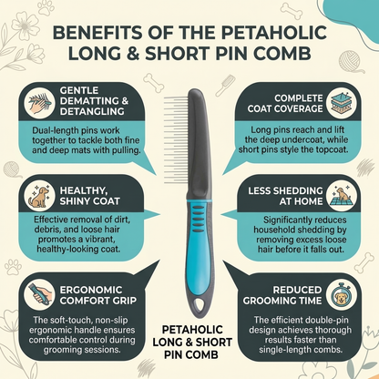 Petaholic Long & Short Pin Comb